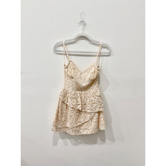 LoveShackFancy Hopely Sleeveless V-Neck Mini Lace Sundress Buttercream Womens 00 - Picture 2 of 5
